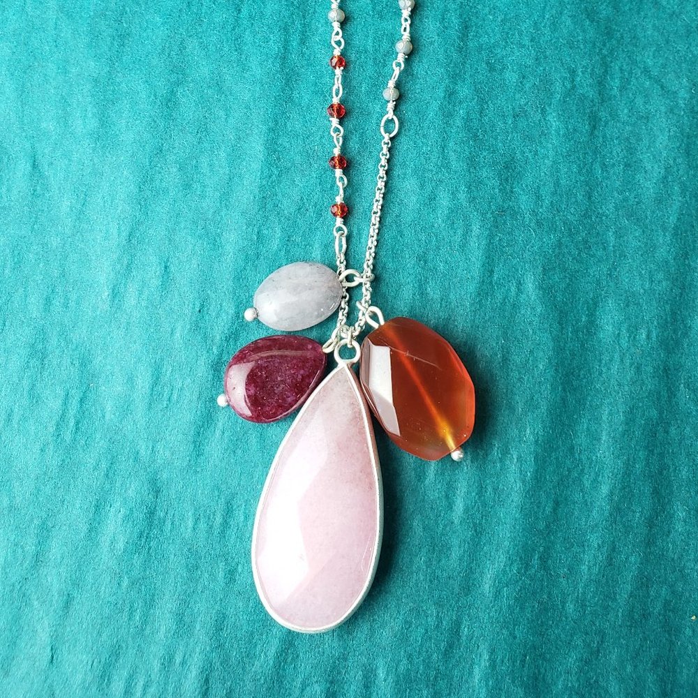 2/40$ NWT J-ill semi precious stones necklace silver tone